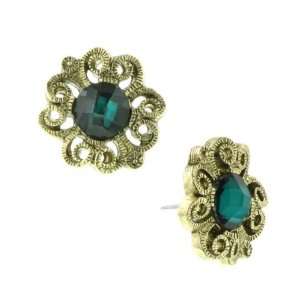  Dionysis Flower Emerald Stud Earrings Jewelry