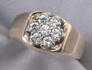   Solid GOLD 0.50ctw DIAMOND 7 Stone KENTUCKY CLUSTER Mens RING Gents