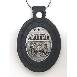  Alabama Crimson Tide Large Leather & Pewter Key Fob 