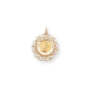  14k Our Lady of Mt. Carmel Medal Charm   Measures 19x19mm 