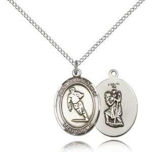 St. Saint Christopher / Rugby Medal 3/4 x 1/2 Inches 8194KT No Chain 