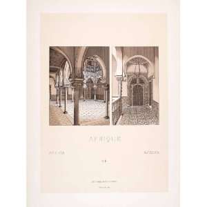 1888 Chromolithograph Moorish Architecture Horseshoe Arch Column 