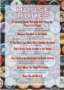 House Rules Funny Tin Sign gift for Christmas , Halloween , College 