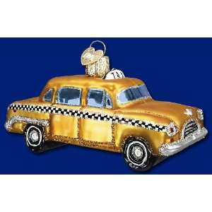   Old World Christmas ornament yellow taxi glass 4 Home & Kitchen