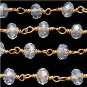  Rainbow Moonstone Gem Gold Vermeil Wire Wrapped Chain 4mm 