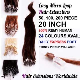20 Human Hair Extensions Remy Easy Micro Loop Ring  