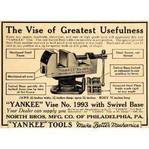  1916 Ad North Bros Tools Yankee Vise Model No. 1993 WWI 