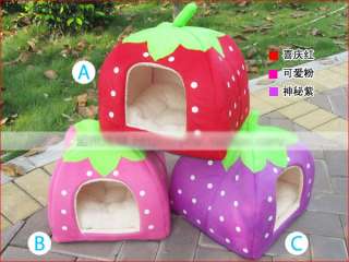   strewberry pet / cat /dog house bed + Removable Cushion Hpe  