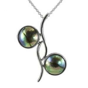   silver 10mm Pacific Blue double mobe pearl pendant, 18 Jewelry