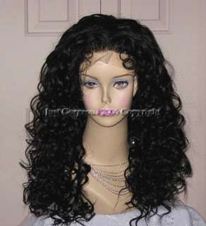 Full Lace Cap 100% Indian Remy Human Hair Wig 24 Curly  