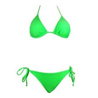 Bikini Set Triangle Top & String Bottom Neon Green