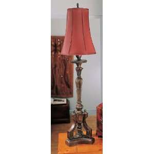  Tall Tripod Candlestick Lamp With Red Silk Shade 150w Max 