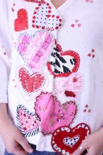   Options Sequin Embellished Valentines Day Heart Cardigan Sweater