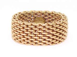 Estate Tiffany & Co 18kt Yellow Gold Somerset Mesh Chain Weave Band 