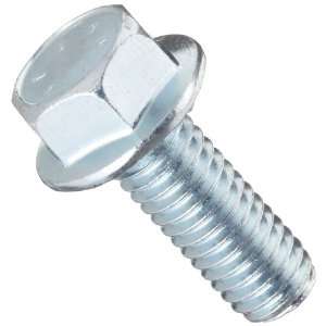 Grade 8 Zinc Plated Steel Serrated Flange Screw, Hex Drive, 3/8   16 