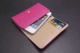 Faux Leather iPhone Purse Wallet Case for iPhone4 4S + LCD Protector 