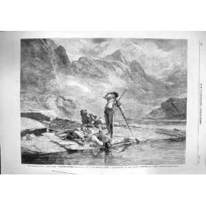    1862 CHAMOIS HUNTERS SCENE RIVER EXHIBITION MEURON