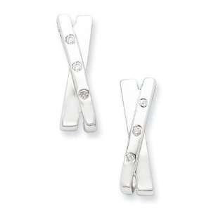  White Ice Diamond Crossover Earrings in Sterling Silver (0 