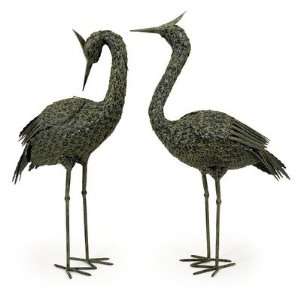  Metal Coastal Birds Figurine   Set of 2