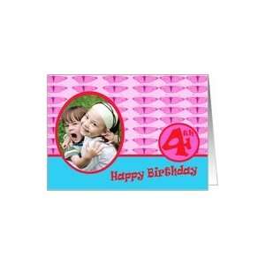  Happy Birthday 4th with butterflies Photo Card Card: Toys 