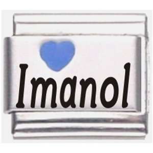 Imanol Dark Blue Heart Laser Name Italian Charm Link 