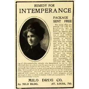 1903 Ad Milo Drug Husband Alcoholism Cure Mrs. R. L. Townsend Medical 