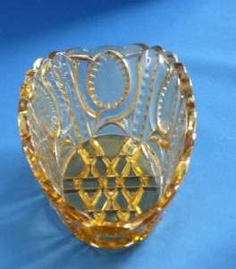 EAPG West Virginia Amber Glass Relish Bowl IOU Pattern  