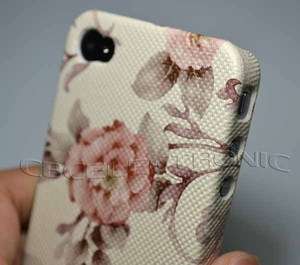 New Brown Flower PU hard case back cover for iphone 4 4S  