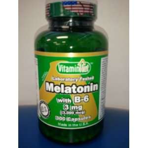  Vitamin Hut Melatonin 3 mg (3,000 mcg) 300 Capsules with B 