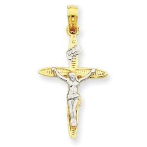  Inri Crucifix Charm in 14k Two tone Gold Jewelry