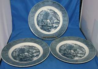 Royal Currier and Ives China Dinnerware Dinnerplates Set of three 