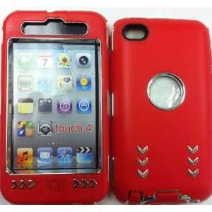  Ipod 4 Touch Defender Style Case (Red/Silver): MP3 Players 