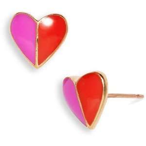 MARC BY MARC JACOBS Colorblock Hearts Enamel Stud Earrings Pink 