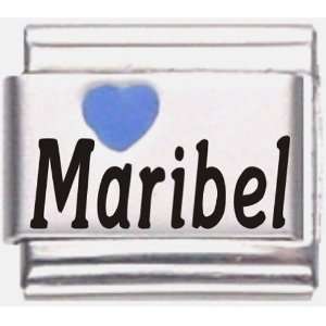  Maribel Dark Blue Heart Laser Name Italian Charm Link 