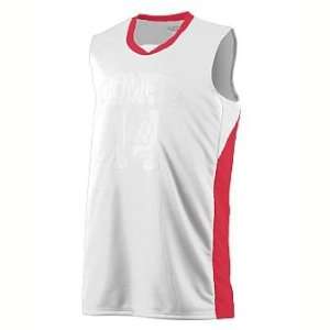  Adult Wicking Duo Knit Game Jersey   White and Red   Large 
