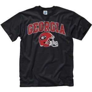  Georgia Bulldogs Black Football Helmet T Shirt: Sports 