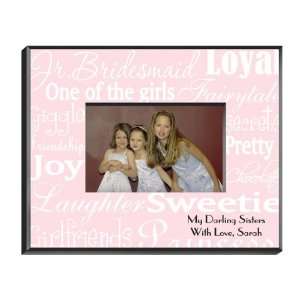  Personalized Junior Bridesmaid Frame   White on Pink