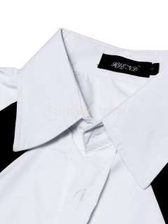 Sexy Stylish Mens Long Sleeve Cotton Slim Fit Patched Dress Shirt 