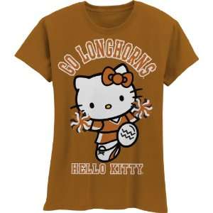 NCAA Texas Longhorns Hello Kitty Pom Pom Girls Crew Tee Shirt  