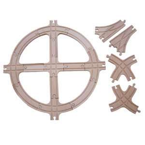  17 piece Wooden Crossing Circle Cross Track Fits Thomas 