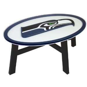  Seattle Seahawks Wood Coffee Table With Glass Cover: Home 