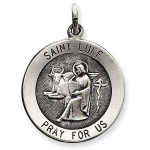  Sterling Silver Antiqued Saint Luke Medal Jewelry