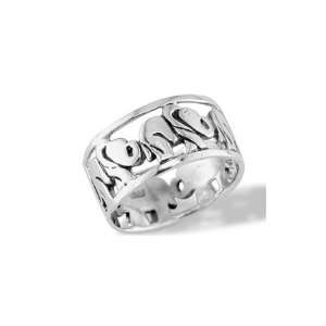    Womens 925 Sterling Silver Lucky Elephant Band Ring Jewelry
