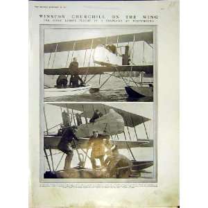  Churchill Aeroplane Longmore Portsmouth Print 1914