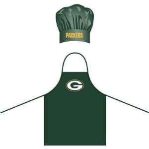  Green Bay Packers NFL Barbeque Apron and Chefs Hat 