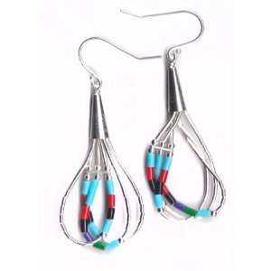   Earrings with Multistone Multicolor Heishi on Liquid Silver Jewelry