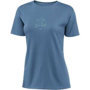 Life is Good Womens Crusher Tee, Stacked LIG, Blue, Large  