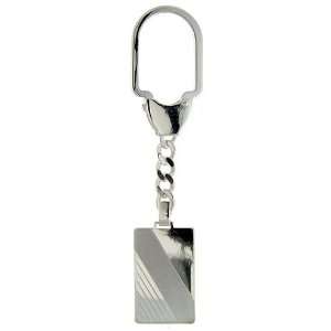    Sterling Silver Key Ring w/ Engrave able Rectangular Tag: Jewelry