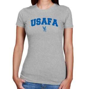  Air Force Falcons Ladies Ash Logo Arch Slim Fit T shirt 