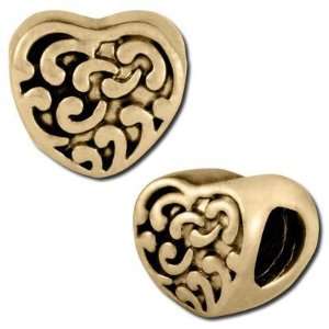  10mm Antique Gold Textured Heart Large Hole Bead Arts 
